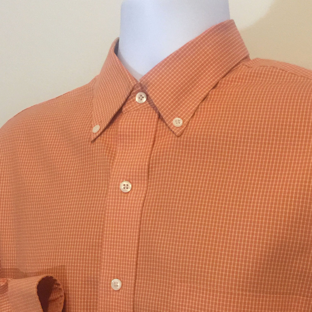 BROOKS BROTHERS Orange Check Dress Shirt